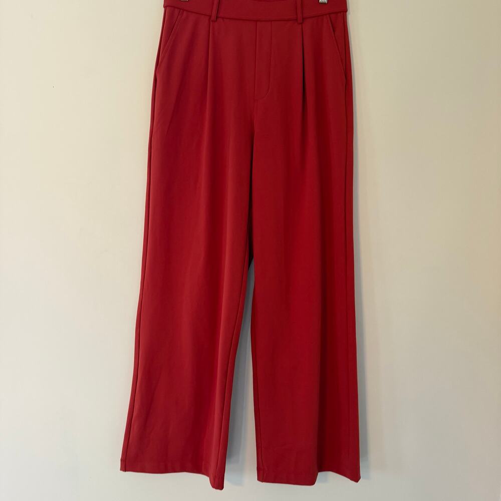 Halara Wide Leg High Rise Orange Red Pull‎ On Pants Comfy Stretch Pant Workwear